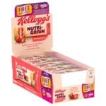 Box of Kellogg's Nutri-Grain Bars Strawberry 25x37g, showing individual bar packaging inside an opened main box.