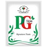 PG Tips 200 Enveloped Tea Bags brand logo with red and green text, a crown, and a "signature taste" tagline, displayed against a white background.
