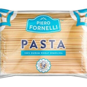 Plastic package of Piero Fornelli Spaghetti 3kg made from 100% durum wheat semolina, displayed on a clear and branded wrapper.