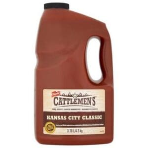 Large plastic jug of Cattlemen's Kansas City Classic BBQ Sauce 3.78L.