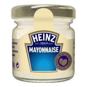 A Heinz Mini Jar Mayonnaise 80x33ml, labeled with the brand's logo and "57 varieties" slogan, against a white background.