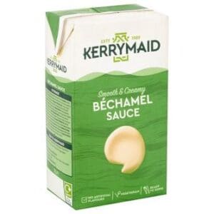 A carton of Kerrymaid Bechamel Sauce1ltr with the branding and description reading "smooth & creamy.