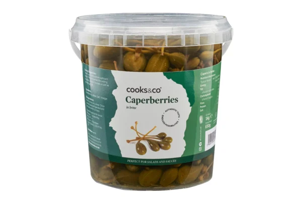 Cook's & Co. caperberries in brine.