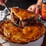 Golden brown meat pie, delicious.