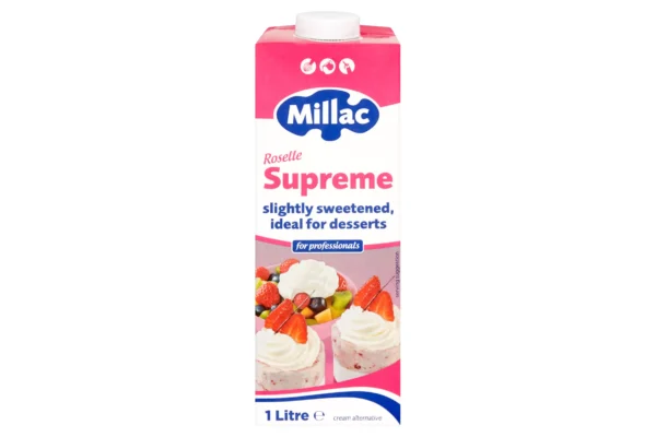 Millac Roselle Supreme dessert cream, 1 litre.