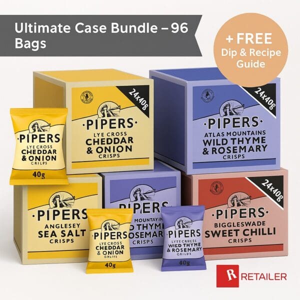 Pipers Crisps Ultimate Case Bundle – Mixed Flavours (24 x 40g Bags per Case)