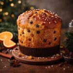 Beautifully risen homemade Panettone filled with raisins and citrus peel. Image and recipe created by Nicol Retailer Limited