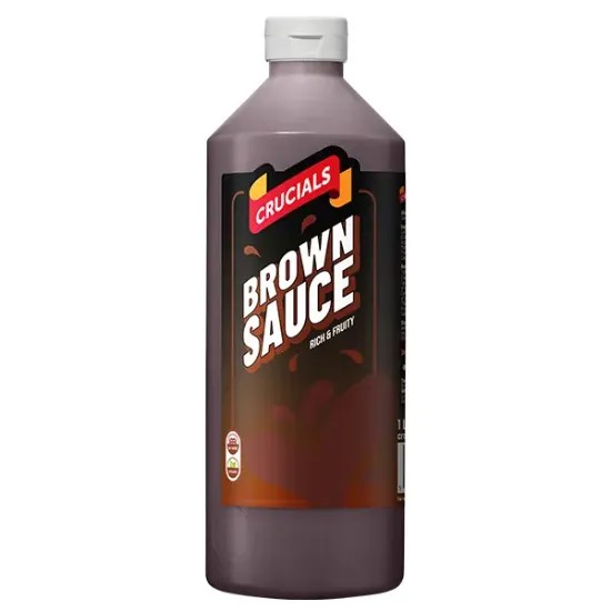 Crucial Brown Sauce 1 Litre rich savoury fruity condiment for breakfasts burgers sandwiches and catering