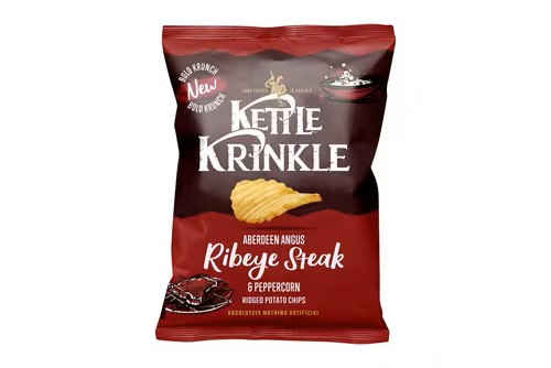 KETTLE Krinkle Ribeye Peppercorn Hand Cooked Ridge Cut Potato Chips 18 x 40g multipack