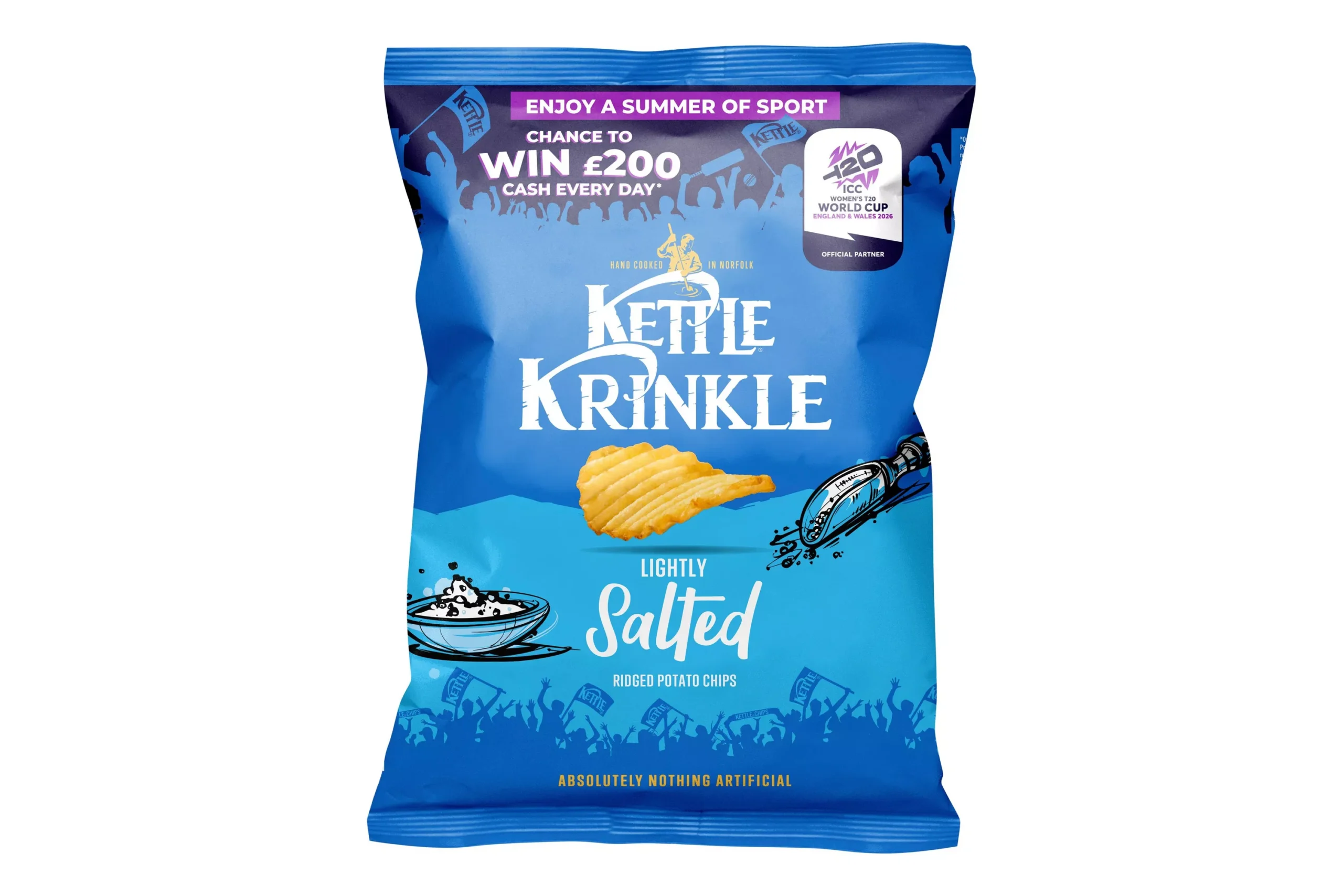 KETTLE Lightly Salted Crinkle Cut Hand Cooked Potato Chips 8 x 130g sharing bags