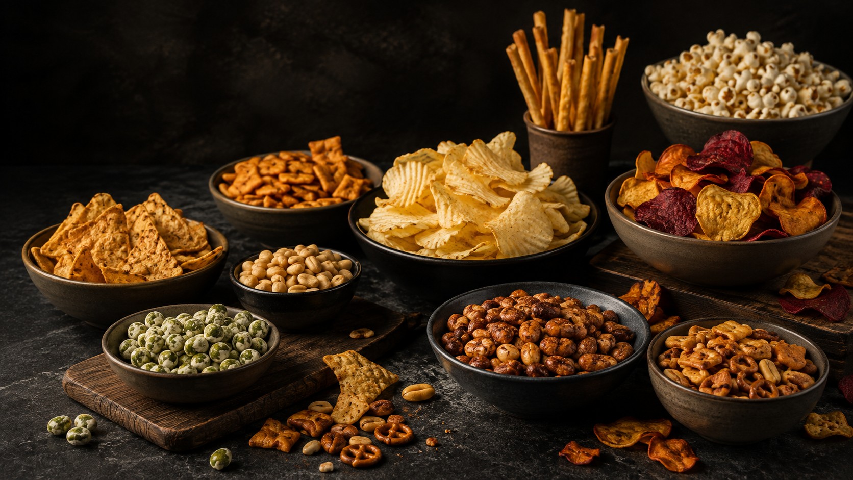 Premium crisps, popcorn, nuts and savoury snacks
