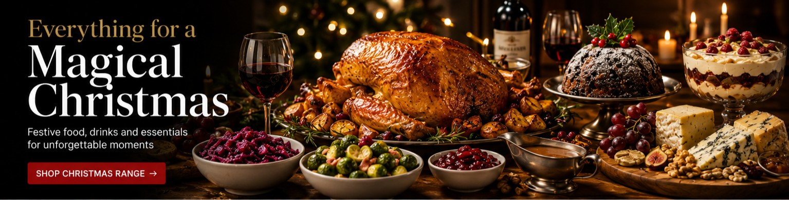Christmas food, festive groceries, roast dinner, desserts and cheese from Nicol Retailer