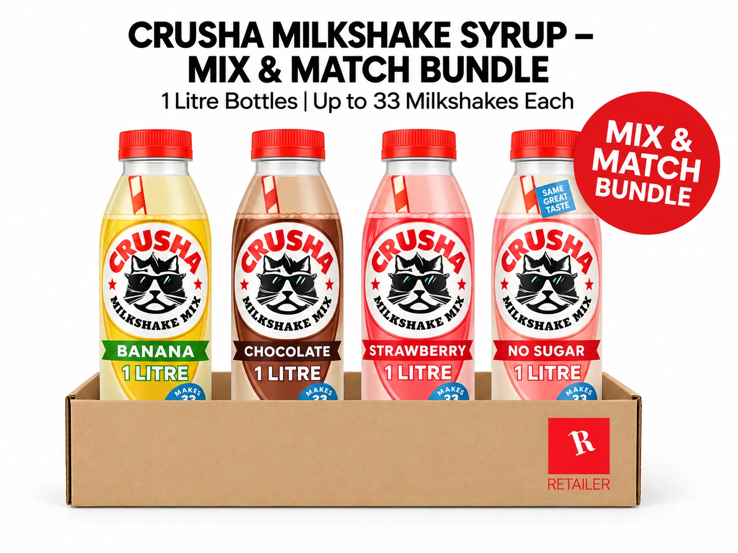 Crusha Milkshake Syrup – Mix & Match Bundle (1L Bottles)